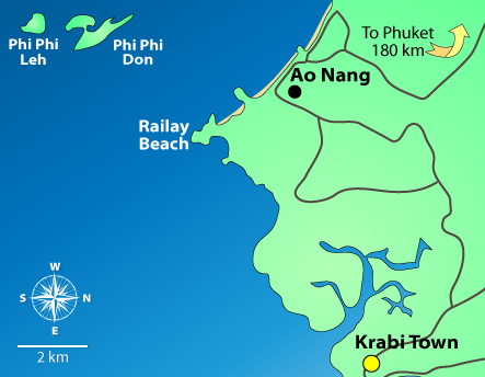 Map of Krabi Provice, ThailandRoad.
