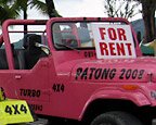 Patong rental jeeps on display